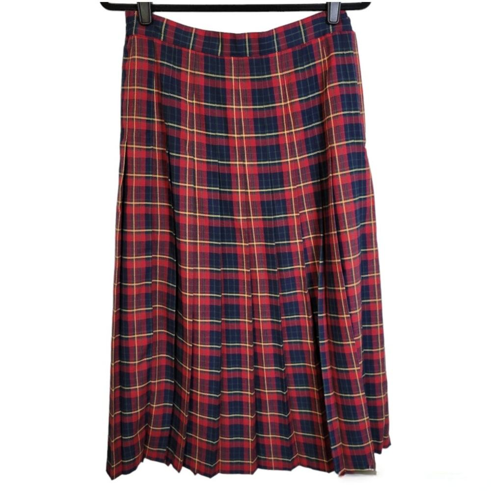 Vintage Baxter & Wells Skirt Womens 6 Red Plaid Pleated Classic Academia Preppy